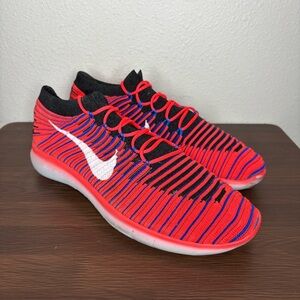 Nike Free RN Motion Flyknit Men's Size 10 Running Shoes Orange Blue 834584 600